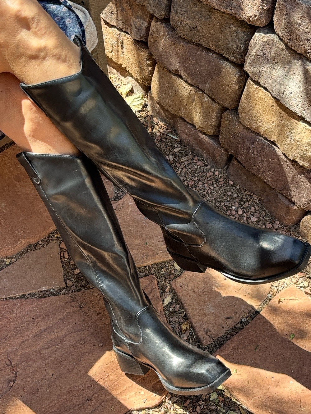Zip Back Black Riding Boots Size 8 Like New